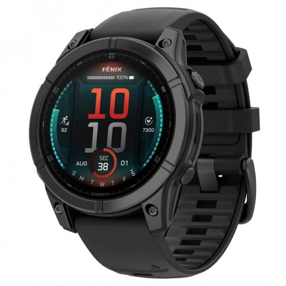 Умные часы Garmin Fenix E 47мм Amoled Slate Grey Steel с чёрным силиконовым ремешком 010-03025-01 в Калуге
