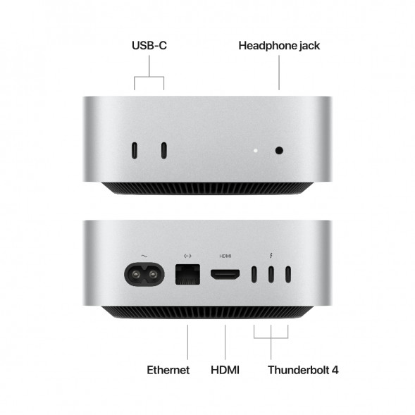Компьютер Apple Mac mini M4 2024 (MU9D3) (10 Core GPU, 16ГБ, 256ГБ SSD, Apple, macOS), серебристый в Калуге